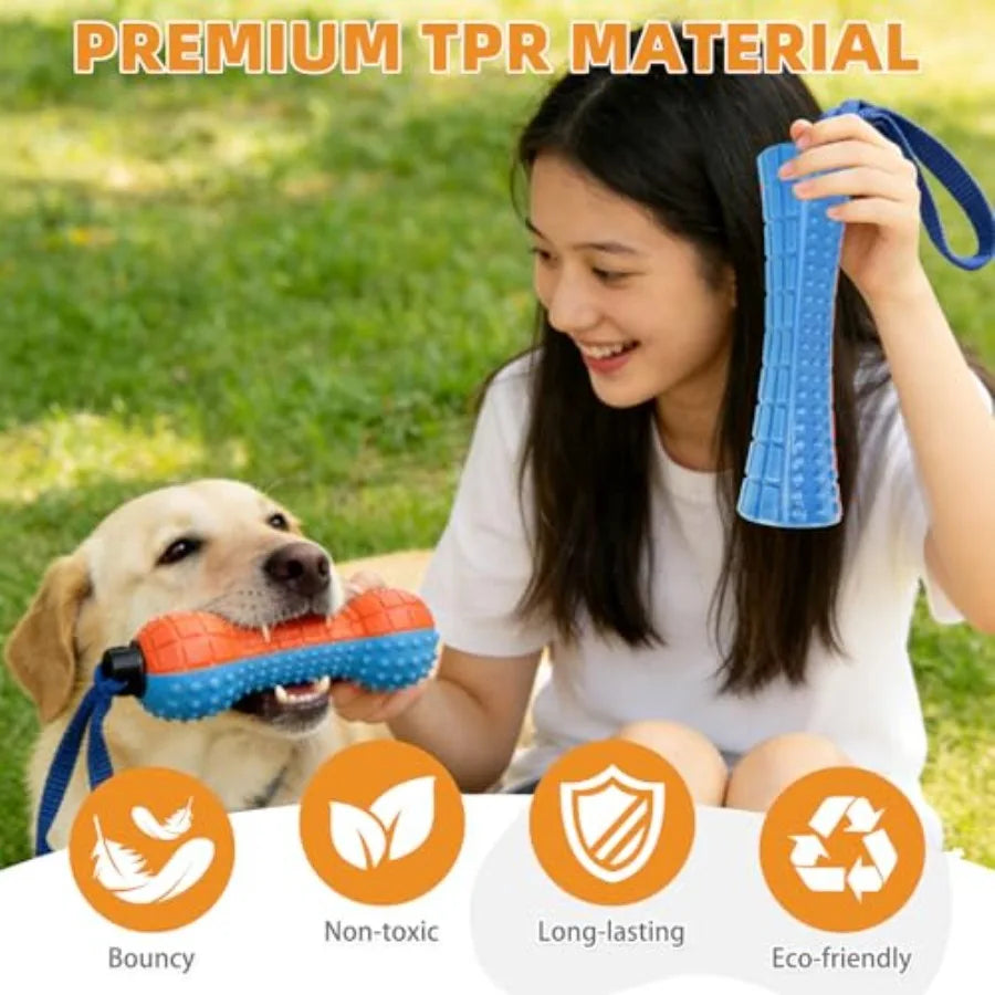 Floating Dog Toys, 2 Pack TPR Water Pool Fetching Toy with Durable Rope for Small Medium Large Dogs, Bright Bumper Interactive