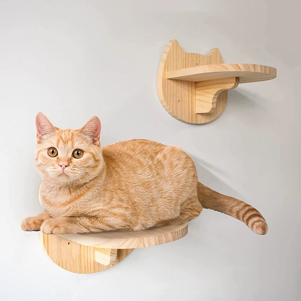Cat Climbing Shelf Wall Mounted Four Step Stairway With Sisal Scratching Post For Cats