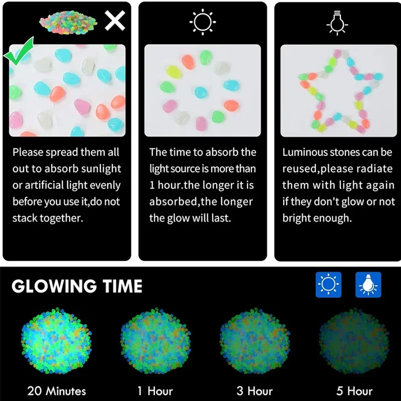 100pcs Colorful Glowing Rocks for Aquarium Decoration