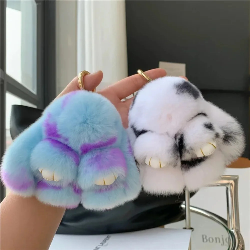 Cute Plush Pom Pom  Bunny Keychain