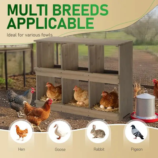 Nesting Boxes for Chickens, Wooden, 6 Compartments
