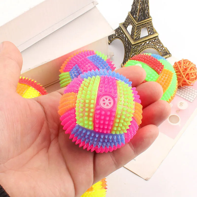 Glowing Ball Dog Toy Led Bouncy Chew Ball Color Light Ball Interactive Toys for Small Dogs