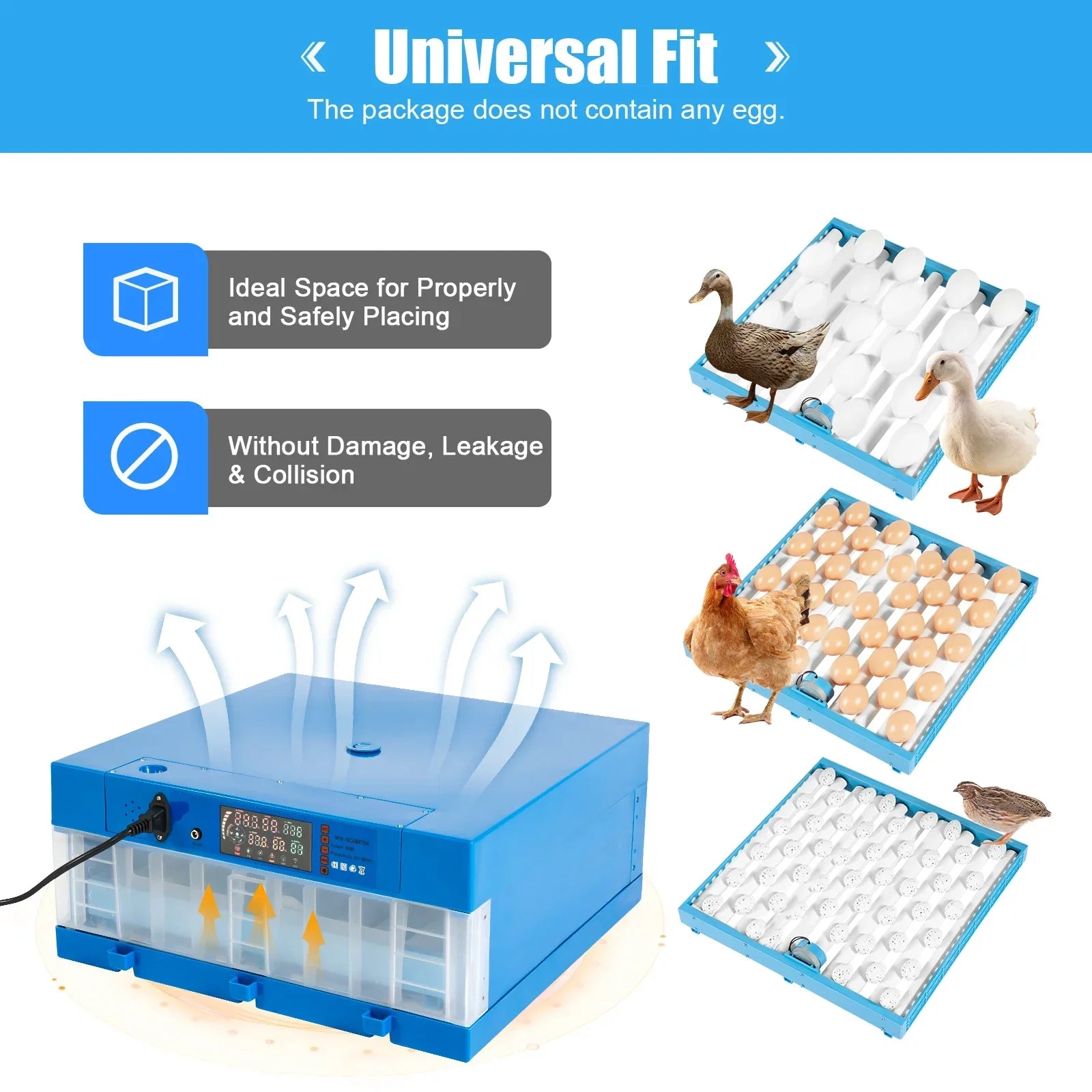 Professional 64 Egg Incubator with Automatic Turner, Digital Thermostat Control for High Hatch Rate, Ideal for Chicken & Duck