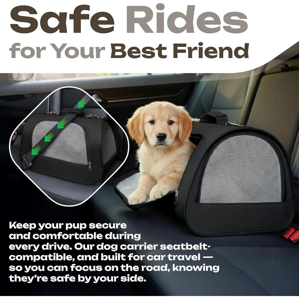 Small Pet Carrier for Cats, Rabbits, Small Dogs – Airline Approved Soft-Sided Travel Bag, Lightweight and Ventilated