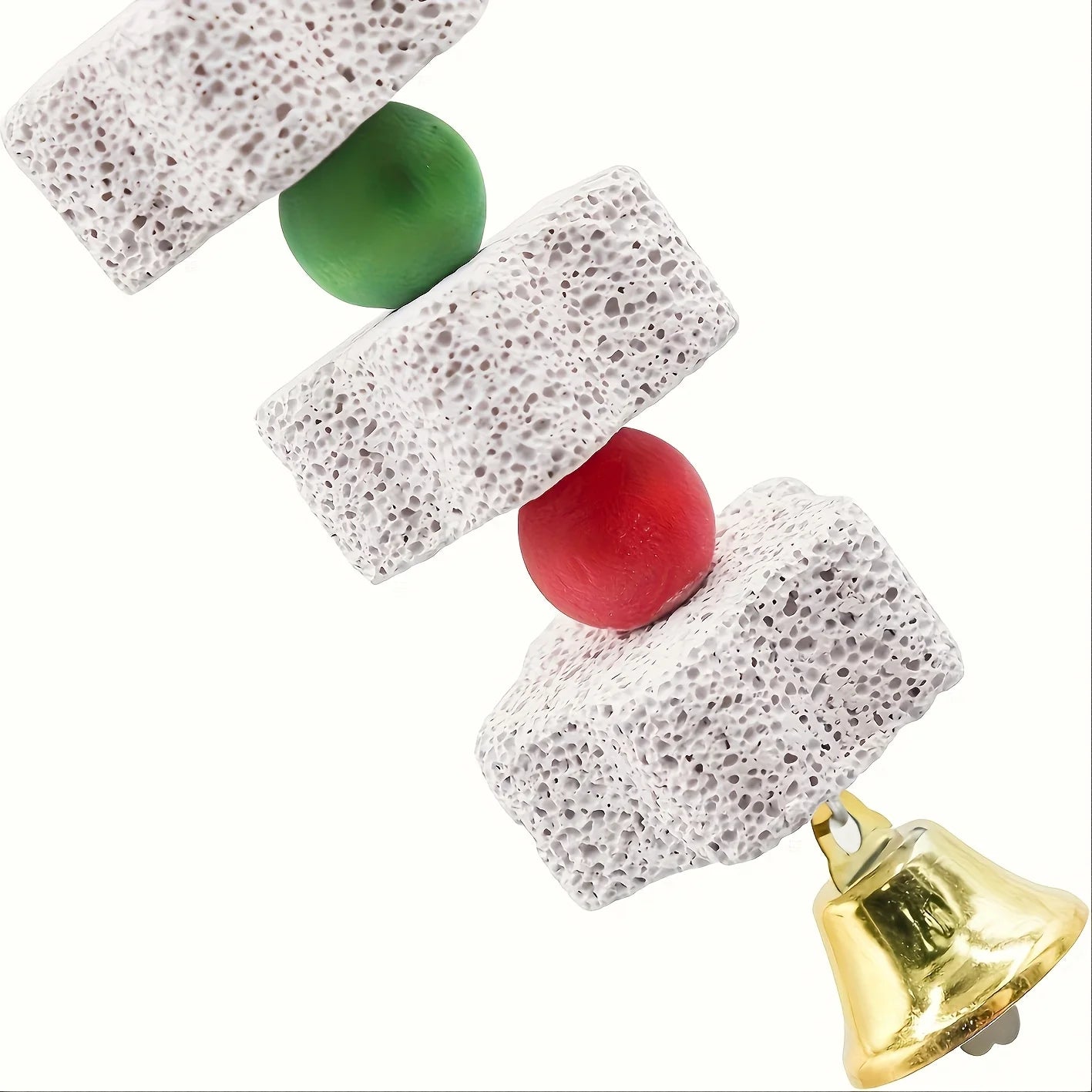 1PC Large Chicken Bite Toy with Colored Calcium Stones and Bells - Chewable Rope and Stone Grinder Toys for Chickens, Parrots