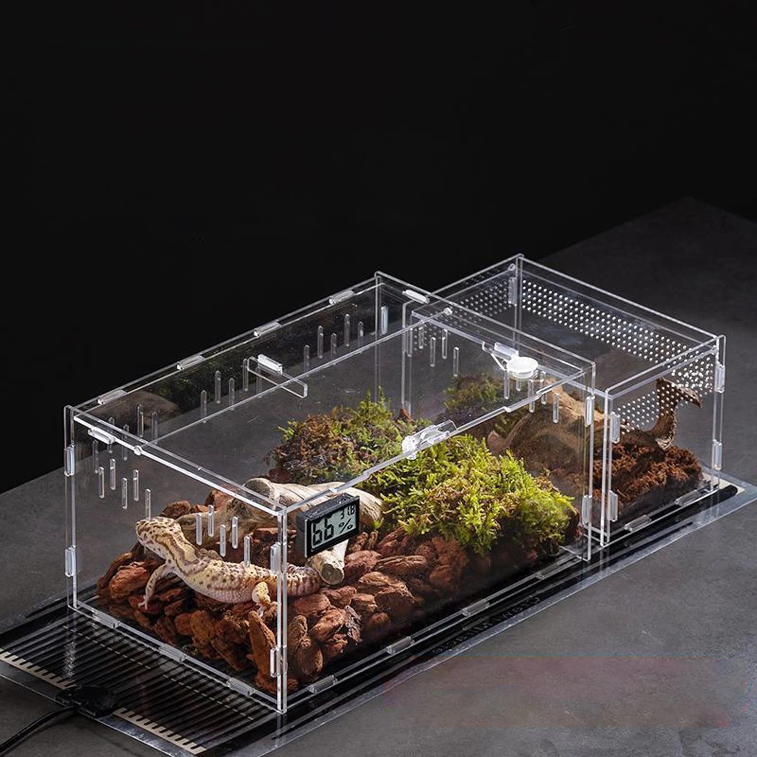 Acrylic Transparent Reptile Terrarium Breeding Box Enclosure Habitat