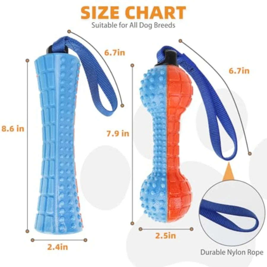 Floating Dog Toys, 2 Pack TPR Water Pool Fetching Toy with Durable Rope for Small Medium Large Dogs, Bright Bumper Interactive