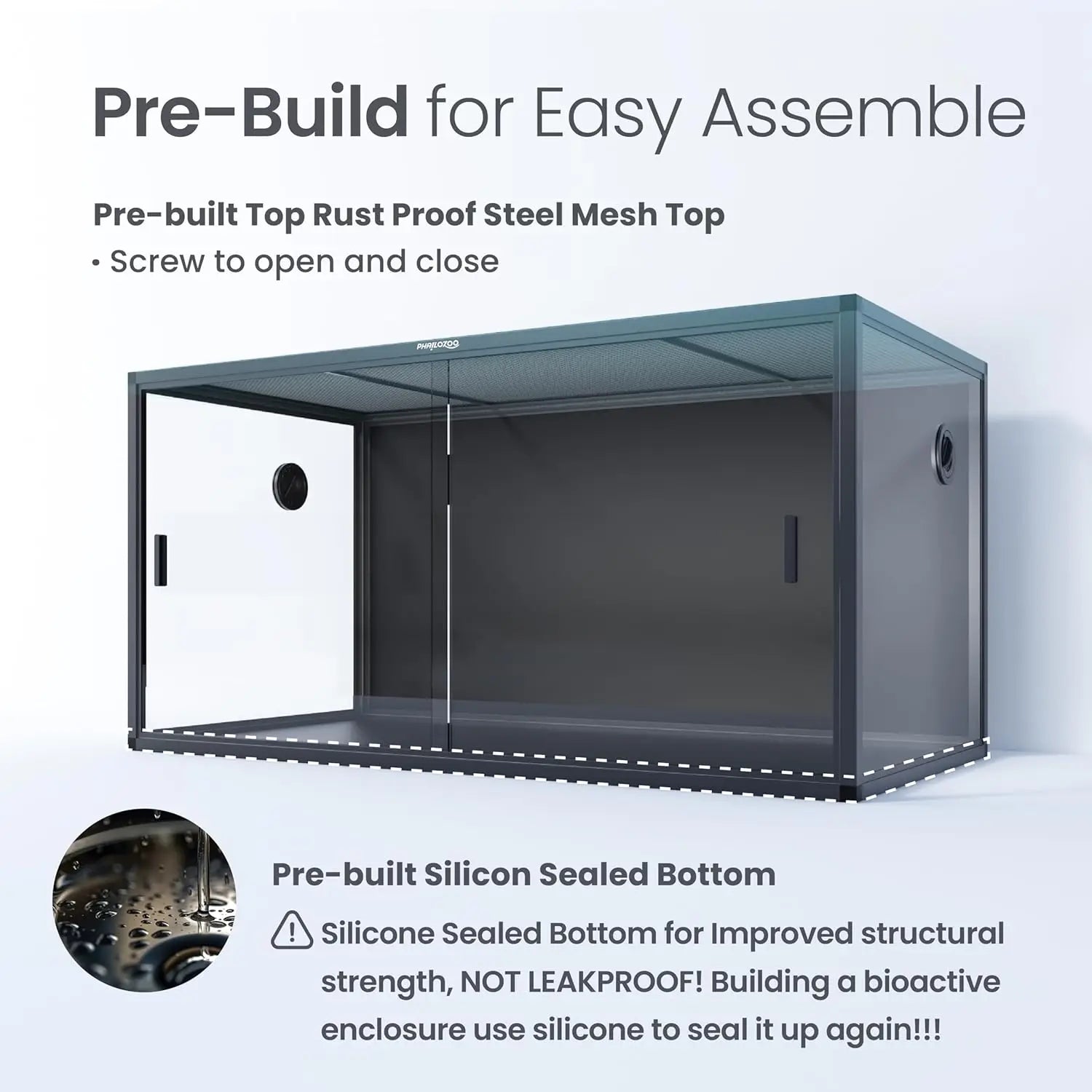120 Gallon Tank,48" x 24" x 24" Reptile Tank with Sliding Door Top Screen Ventilation
