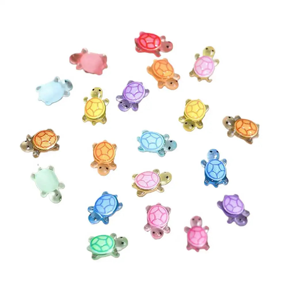 100Pcs Mini Resin Turtles Night Glow Figurines Realistic Tiny Turtles Acrylic for Micro Landscaping