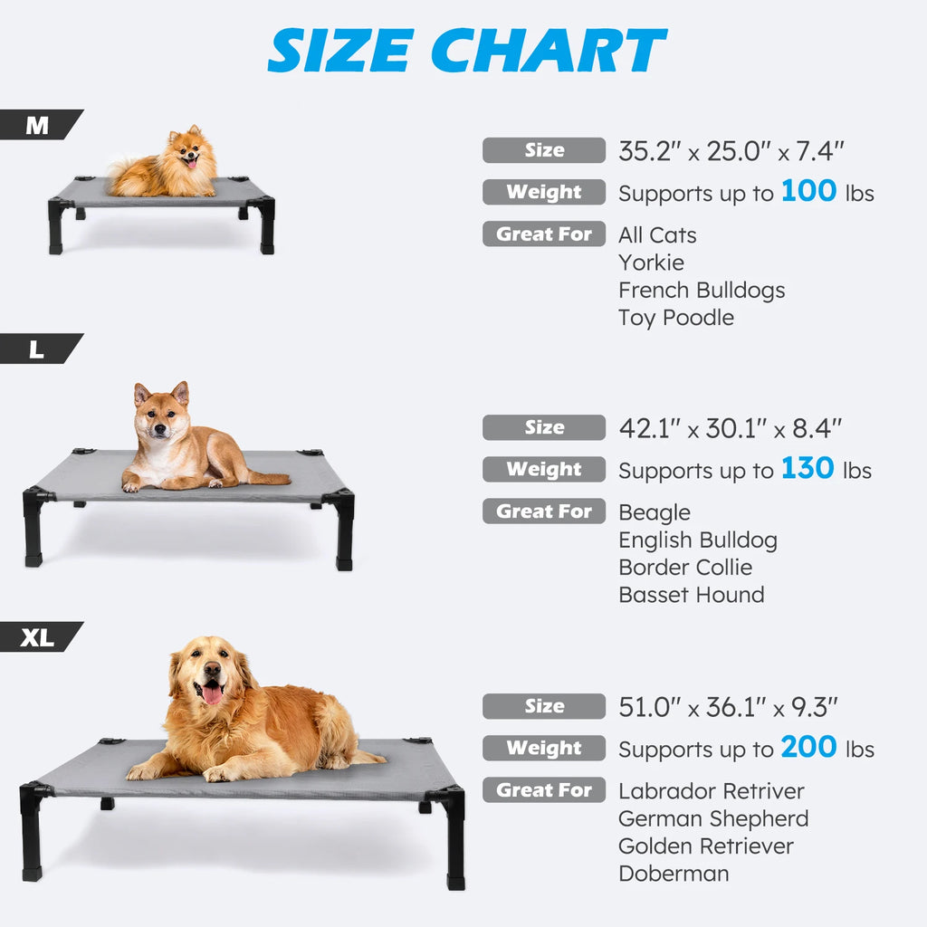 Elevated Dog Bed, Cooling Raised with Chew Proof Washable Breathable Mesh and Metal Frame