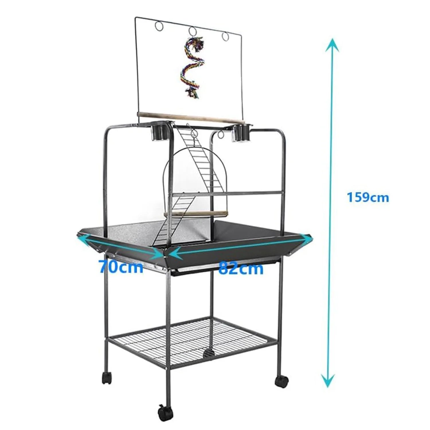 Indoor Outdoor Birds Playground with Swing Stand with Wheels for Parakeet Cockatiels Conures Macaw Parrots