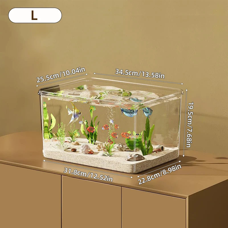 Transparent Aquarium Desktop Fish Tank for Office Home Decor Rectangular