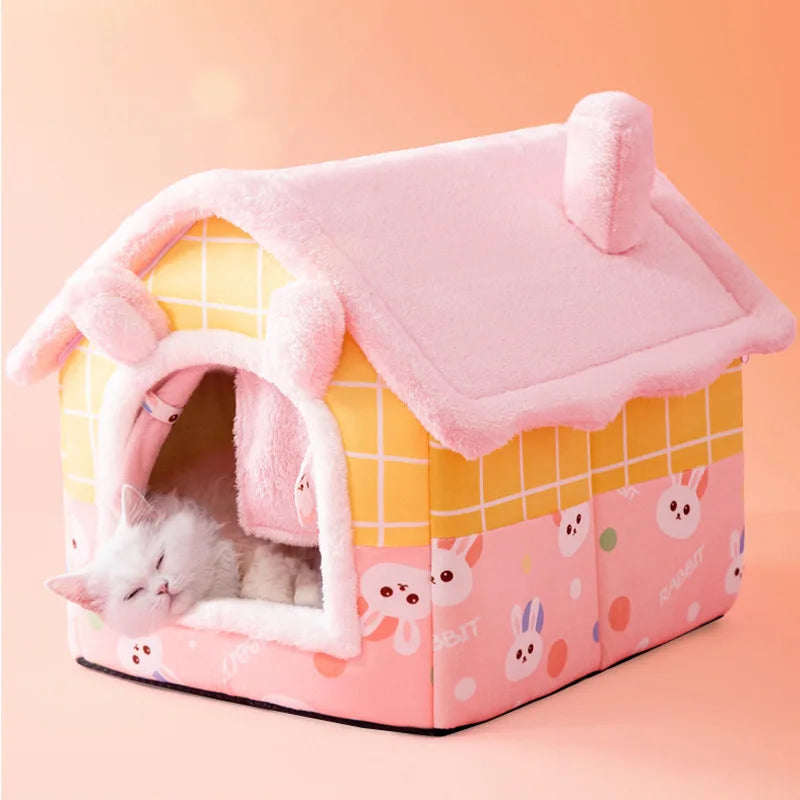 Indoor Warm Soft Comfortable Bed Cave for Small Dog and Cat