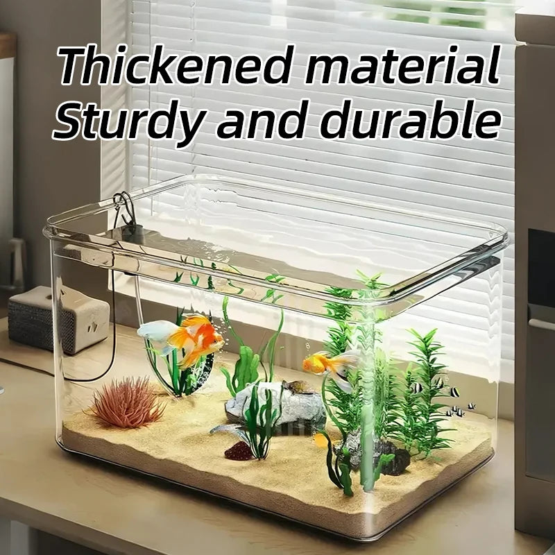 Transparent Aquarium Desktop Fish Tank for Office Home Decor Rectangular
