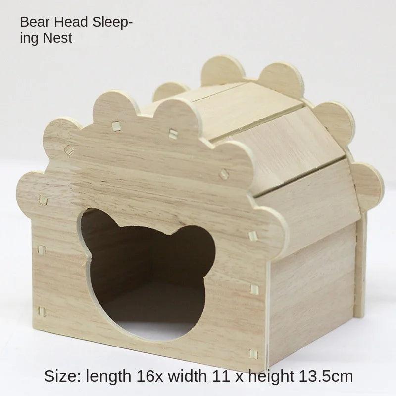 Hamster Toys Small Houses Wooden Furniture Running Wheels Villas Swings Wooden Nests Bite Resistant