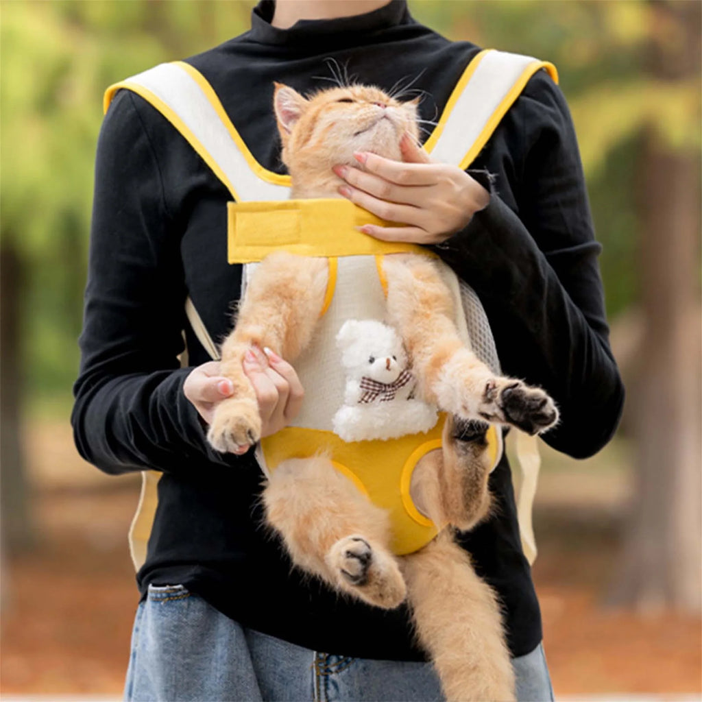 Portable Cat Carrier Backpack Travel Bag with Adjustable Straps Breathable Front and Back