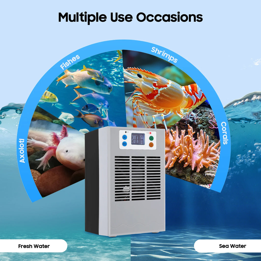 100w Fish Tank Hot And Cold Water Machine 110v Us Plug Led Display Suitable For Seawater Freshwater Coral Reef Tanks
