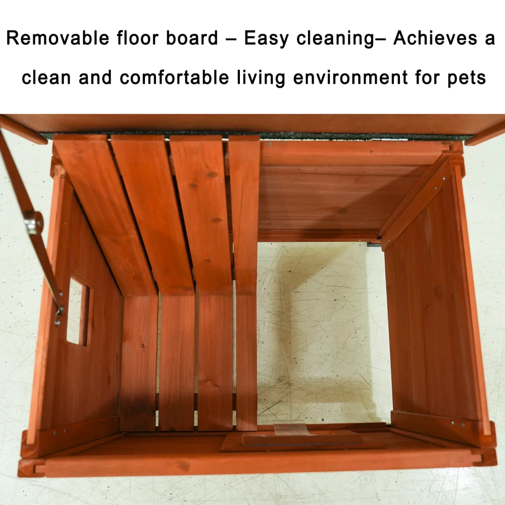 Cat House Waterproof Feral Kitty Shelter Outdoor Indoor Rabbit Hutch for Bunnies,Cats,Dogs and Other Small Animals,Asphalt Roof