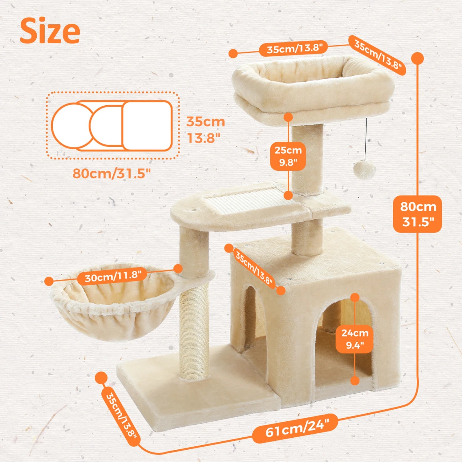 Cat tree Cat Tower for Indoor Cats 2 Styles Cat Activity Tree with Cat Scratching Posts Big Hammock and Removable Top Perch
