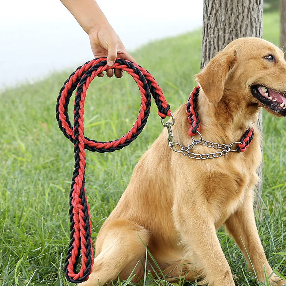 Nylon Braided Dog Collar And Leash Set Traction Rope For Small Medium Large Dog