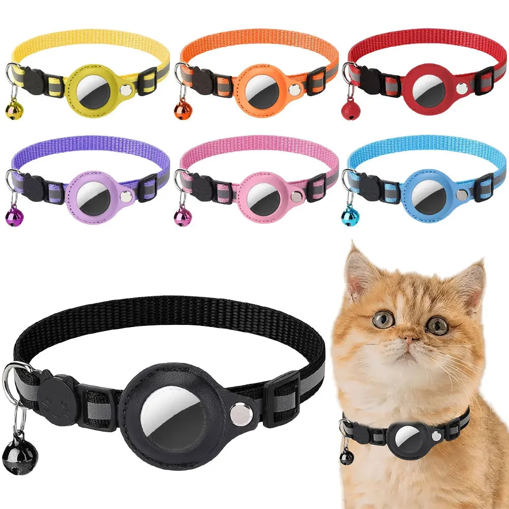 Reflective Cat Collar with Apple AirTag Holder Adjustable and Stylish