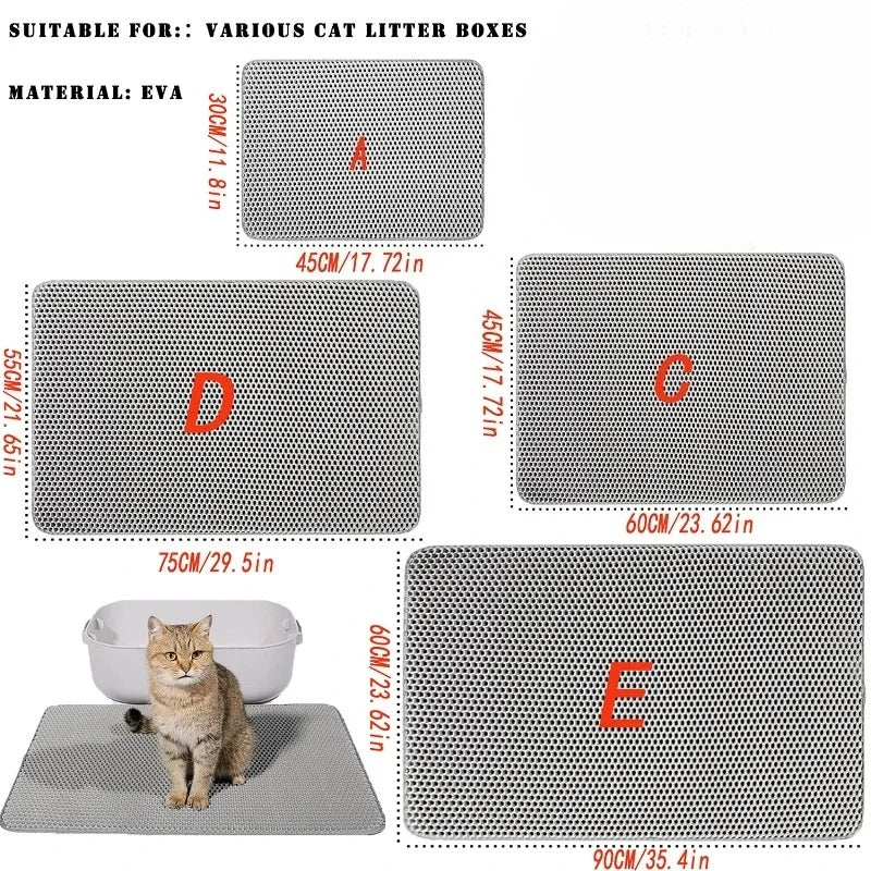 Litter Mat Waterproof Cat Litter Trapping Mat Non-Slip Double Layer