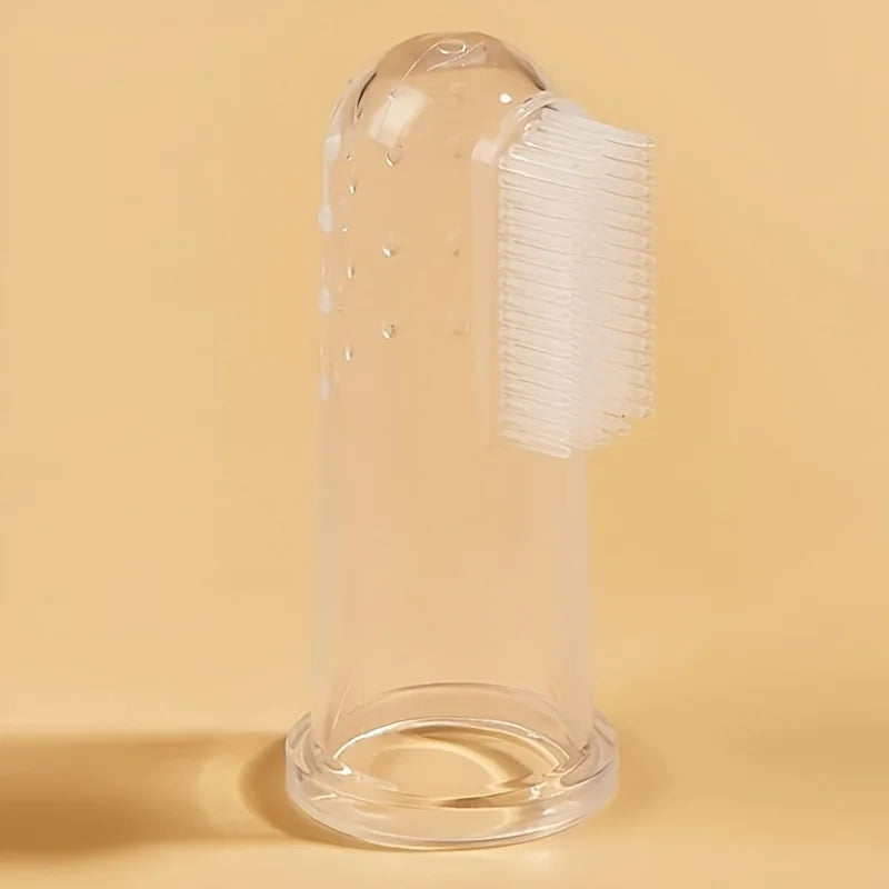 Pet Finger Toothbrush Set - Soft Silicone Tooth Brush for Cats & Dogs, Gentle Dental Care with Pink Storage Case, Easy Grip