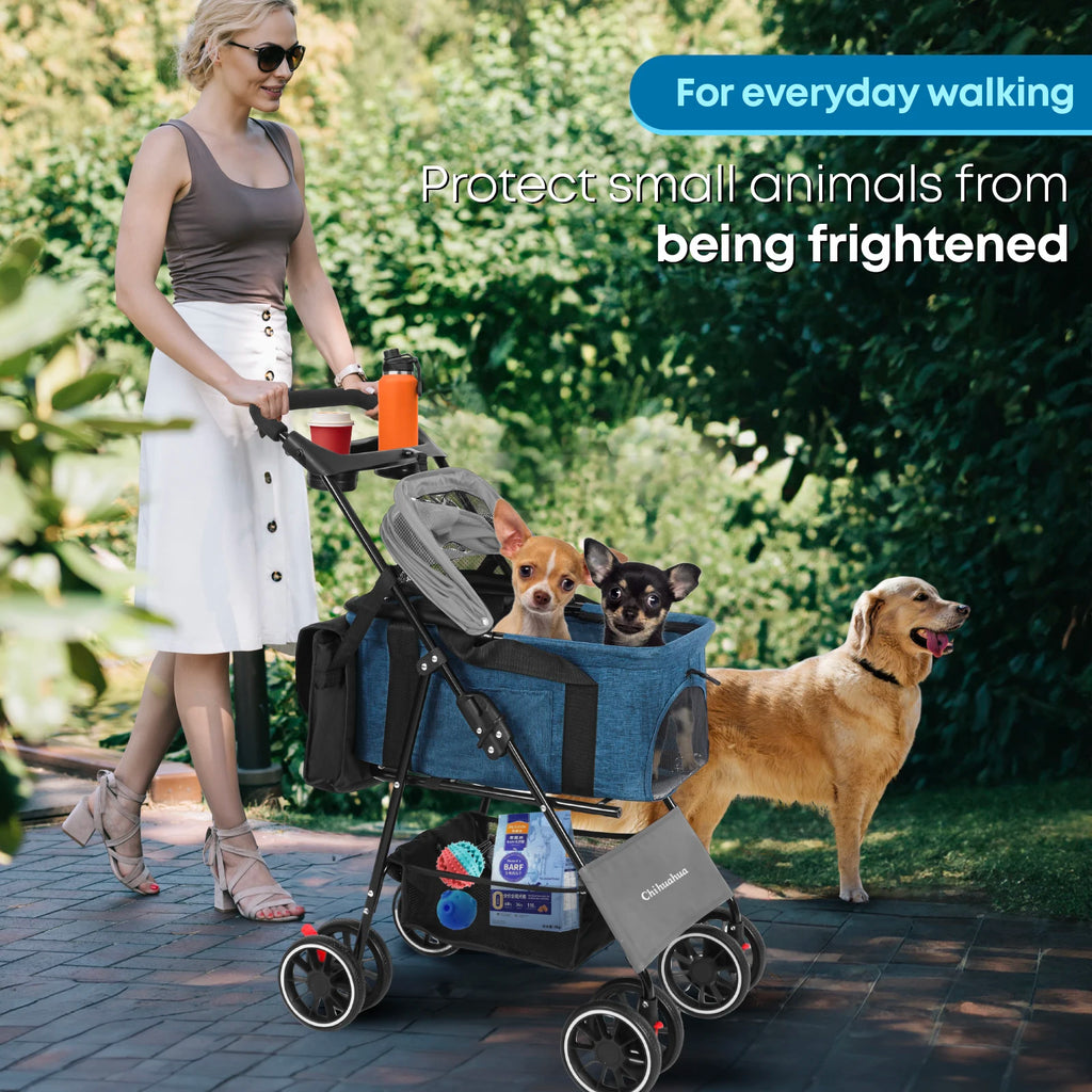3 in 1 Pet Stroller For Small Dogs Cats Lightweight And Foldable Detachable Bag