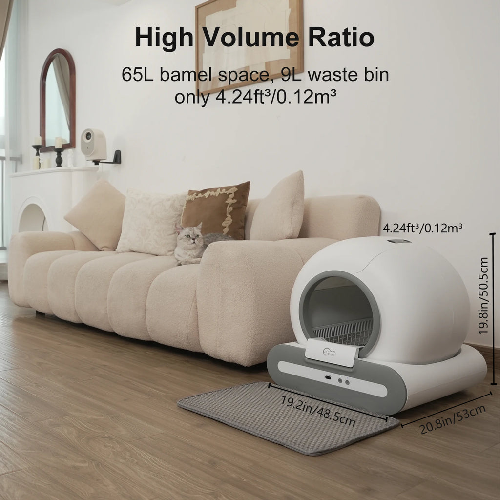 Self-Cleaning Cat Litter Box, ONLY Supports 2.4G WiFi w/Litter Mat&Trash Bags, Fit for Tofu & Mixed Litter