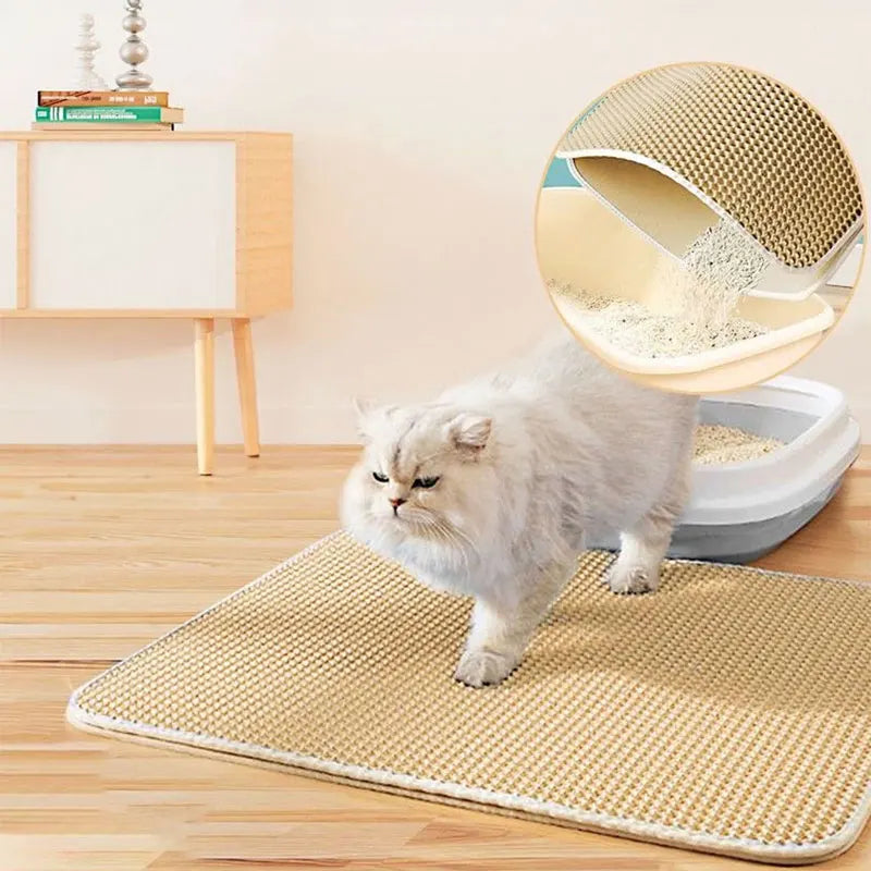 Pet Cat Litter Mat Waterproof Double Layer Cat Litter Trapping Pet Litter Box Mat