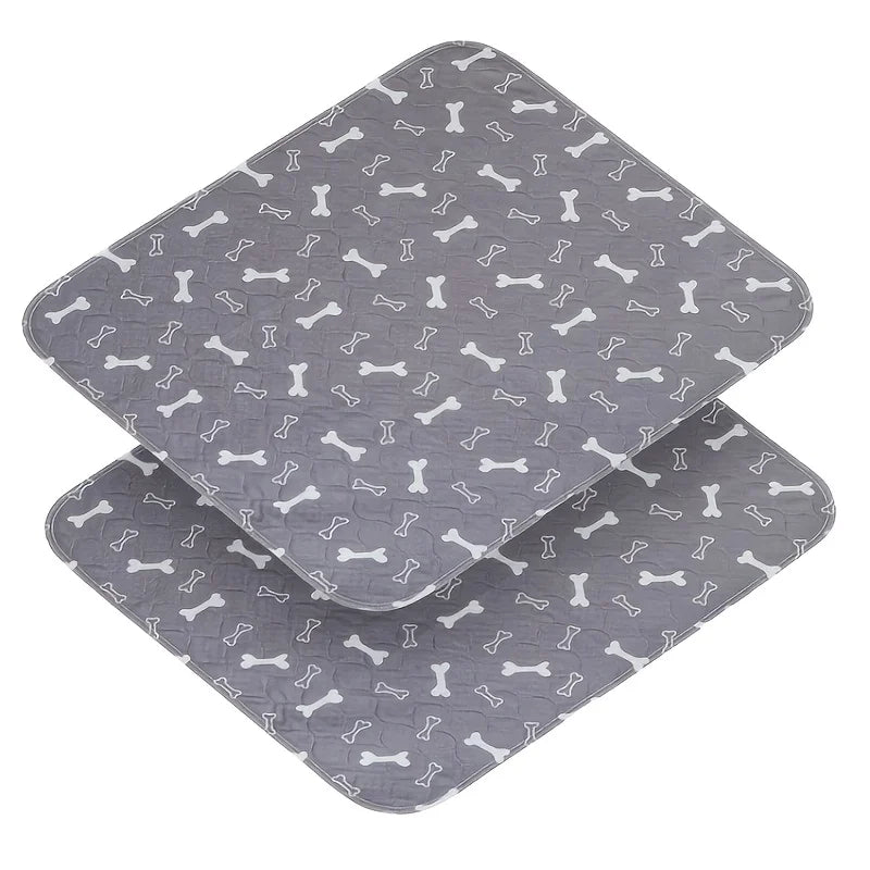 Washable Dog Pee Pads, 2 Pieces 18inchx24inch / 34inch X 36inch Reusable, Absorbent Pee Pads with Bone Print, Non-Slip Waterproof Training Pads, Suitable for Floors and Furniture