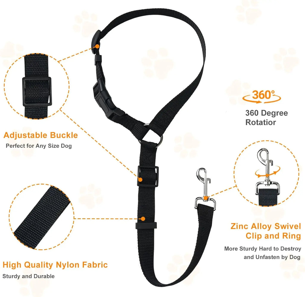 Car Seat Belt for Dog, Safety Pet Harness Lead Secures Your Dog in Car, Prevents Jumping & Distractions