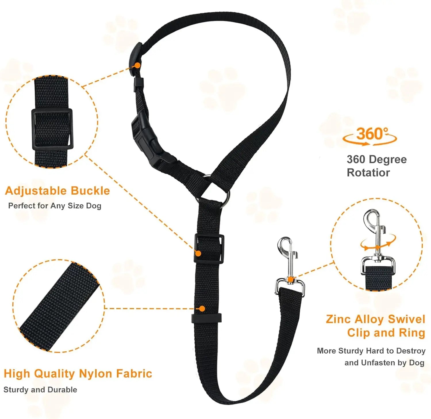 Car Seat Belt for Dog, Safety Pet Harness Lead Secures Your Dog in Car, Prevents Jumping & Distractions