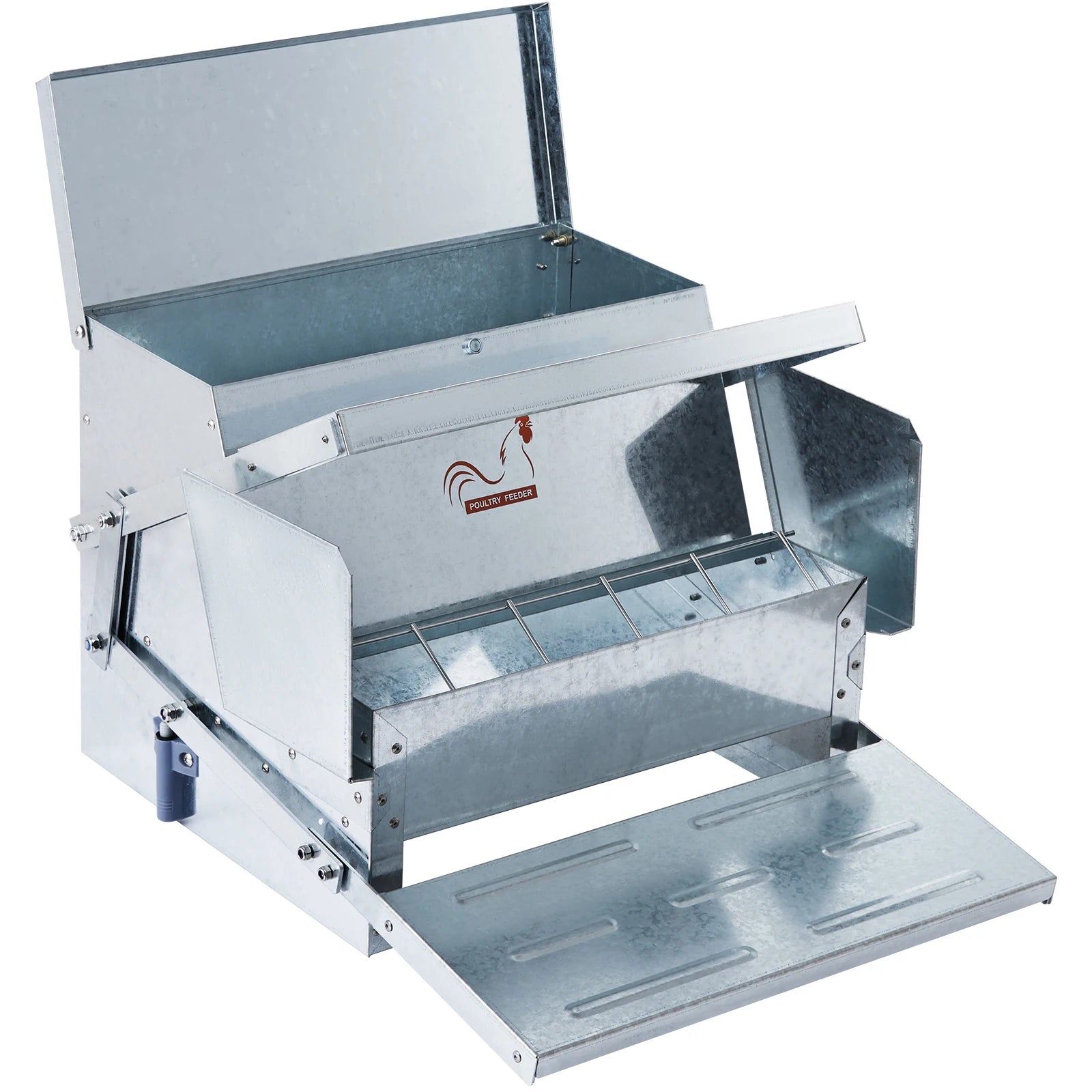 Automatic Chicken Feeder 25 lbs Capacity Galvanized Steel Poultry Feeder
