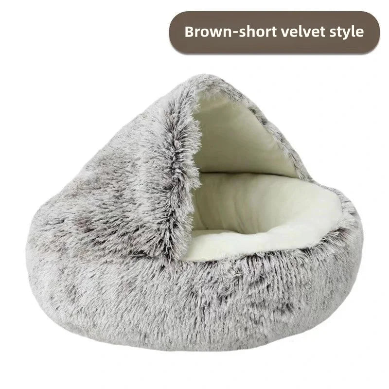 Autumn and Winter soft plush pet bed nest semi-enclosed