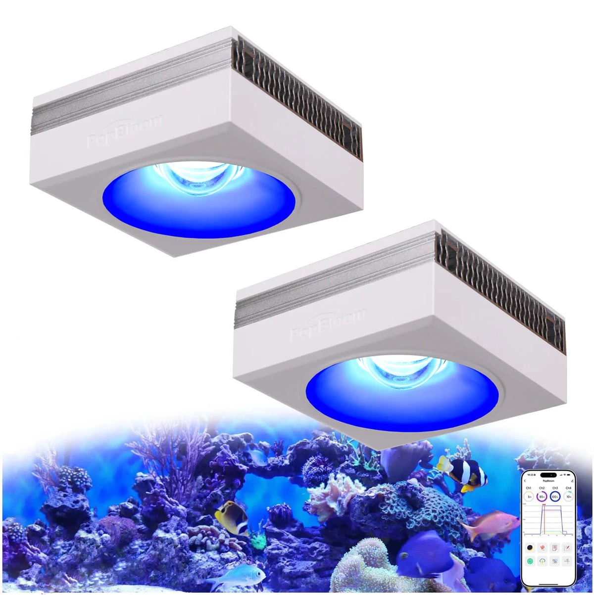 RL90 WiFi Led Aquarium Light Full Spectrum, Reef Light Aquarium Saltwater Coral Growing Marine Aquarium Tank Lamp