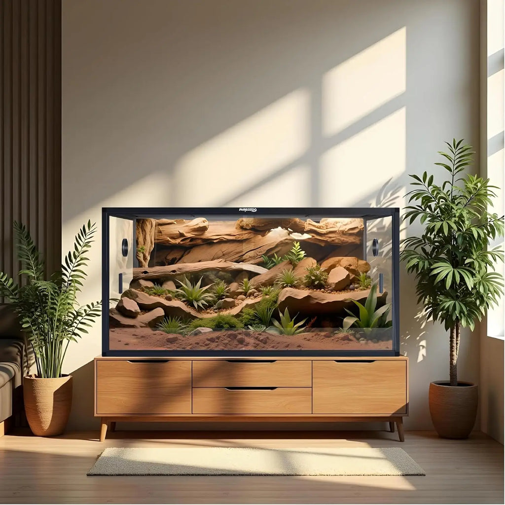 120 Gallon Tank,48" x 24" x 24" Reptile Tank with Sliding Door Top Screen Ventilation
