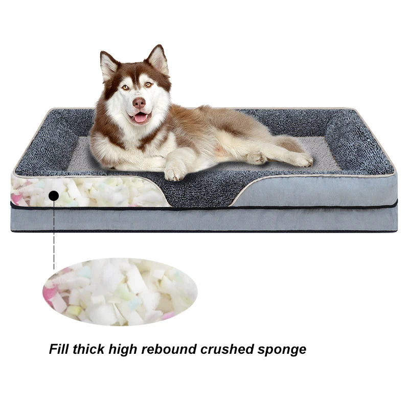 An oversized dog bed removable washable for all seasons, pet bed sofa, comfortable and soft with raised edges,