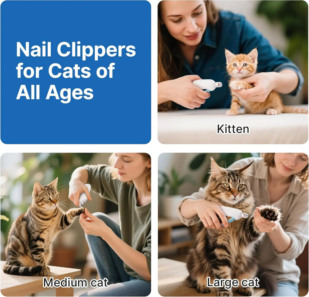 Cat Nail Clippers with Safety Guard, Adjustable Aperture Cat Claw Cutter made of Stainless Steel & ABS, Precision Trimming
