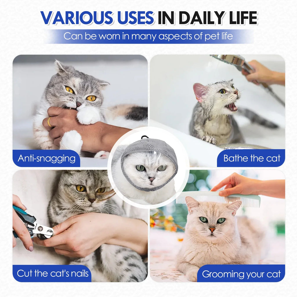 Cat Muzzle for Grooming, Adjustable Transparent Anti-Bite Cat Mask for Nail Clipping
