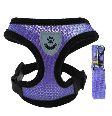 Cat Dog Harness Vest Walking Lead Leash Polyester Adjustable Mesh For Small Medium Pet