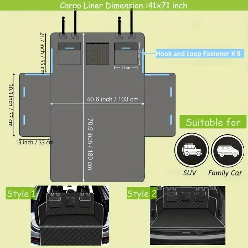 SUV Cargo Liner Waterproof Pet Cargo Cover Dog Seat Mat For SUVs With Bumper Flap Protector, Non-Slip, Large Size