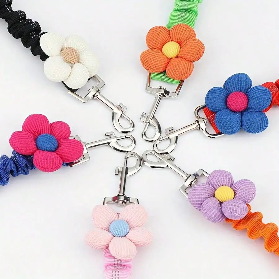 Cute Floral Pet Car Safety Leash, Adjustable Reflective for Dogs