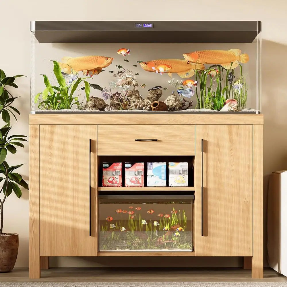 55-75 Gallon Fish Tank Stand with Power Outlets and Storage Drawer