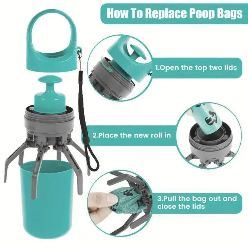 Portable Pet Poop Scooper 1-Count – Dog Waste Bag Holder and Dispenser, Outdoor Dog Poop Cleanup Tool