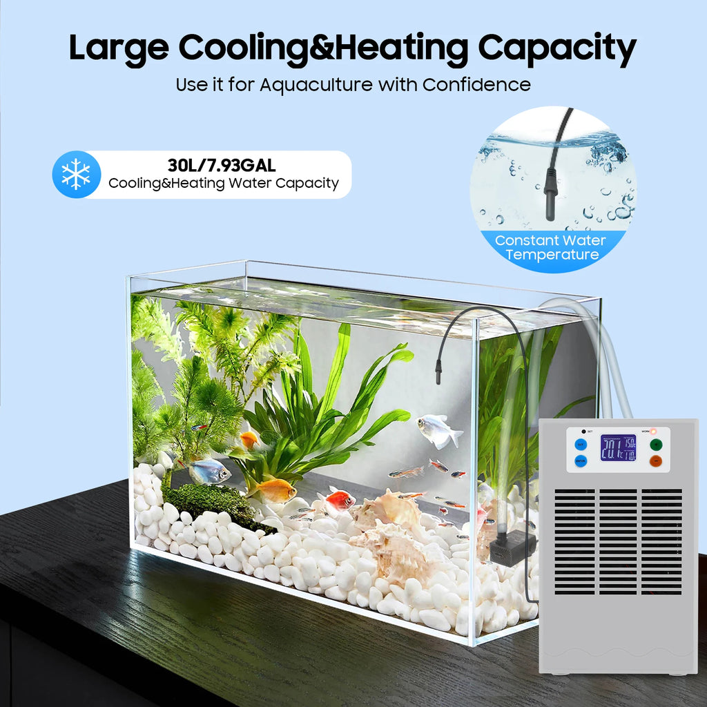 100w Fish Tank Hot And Cold Water Machine 110v Us Plug Led Display Suitable For Seawater Freshwater Coral Reef Tanks