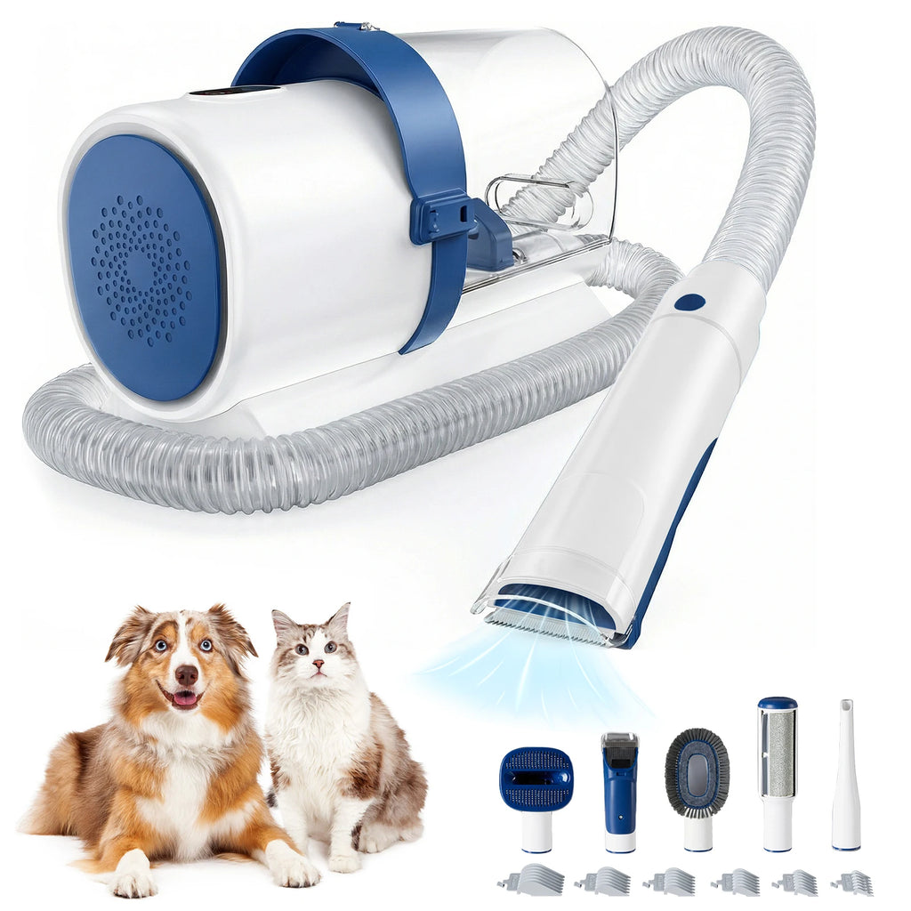 2.5L Professional Pet Grooming Vacuum Kit 3 Suction Modes and 5 Groomer Tools with Cordless Low Noise Clippers for Cats, Dogs and Rabbits