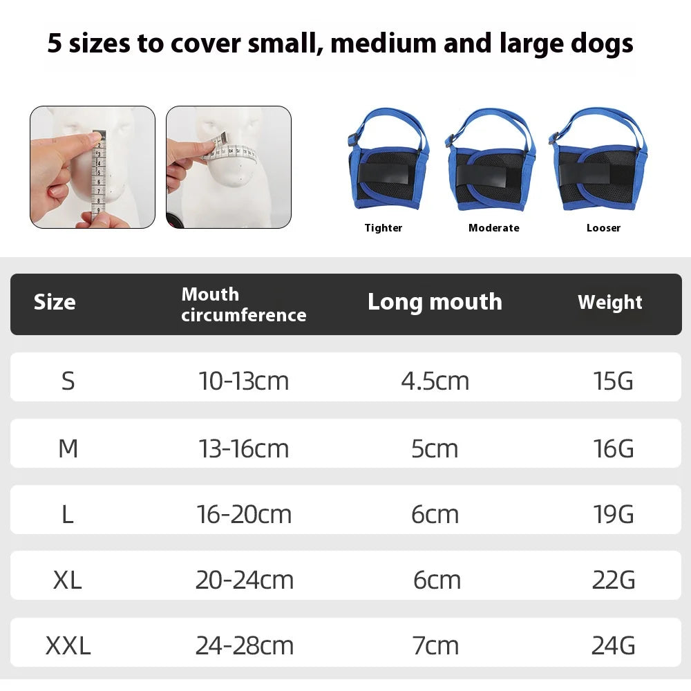 Comfortable Breathable Adjustable Dog Muzzle Anti-Bite Anti-Eating Pet Muzzle for Small Medium Large Dogs Allows Drinking