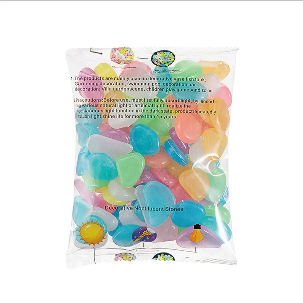 100Pcs Pebbles Glow In The Dark Pebbles Fish Tank Aquarium Decor Pebbles