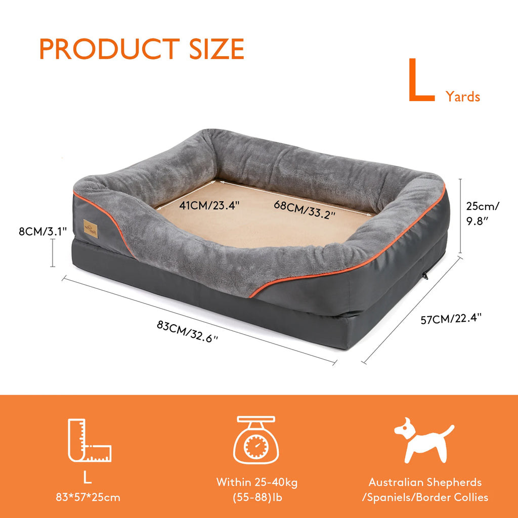 Dog Bed Super Soft Orthopedic Foam Pet Bed Sleeping Mat with Cotton-padded Bolster and Removable Cover